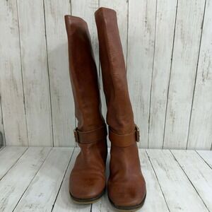 Lucky Brand Women's Brown Leather Knee High Buckle Riding Boots Size 8.5-9